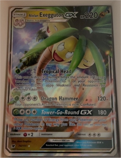 2017 Pokémon Sun & Moon #34 Alolan Exeggutor GX — front