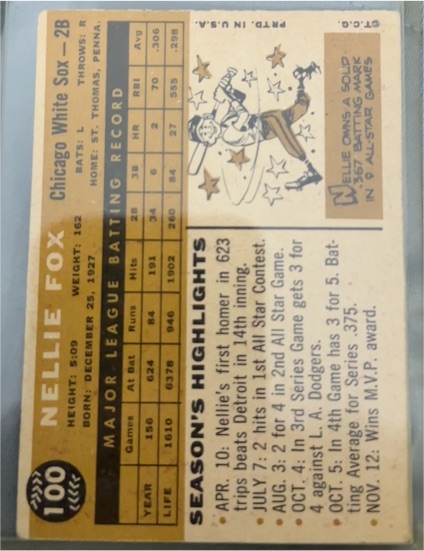 1962 Topps #2B Nellie Fox — front