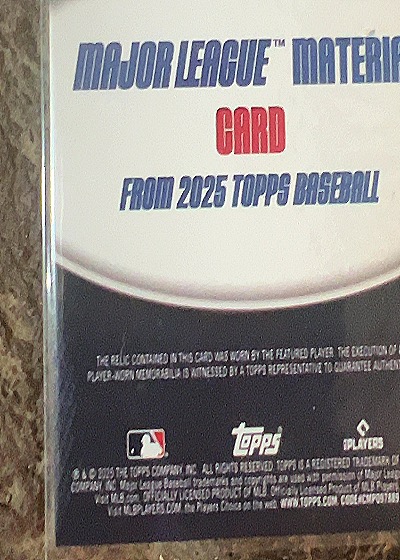 2025 Topps Major League Material Yoshinobu Yamamoto — back