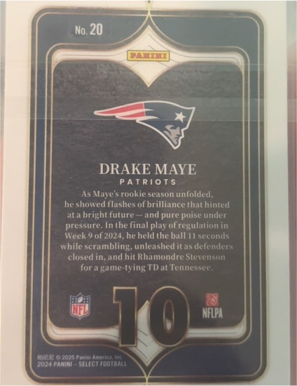 2024 Panini Select Football #20 Drake Maye — front