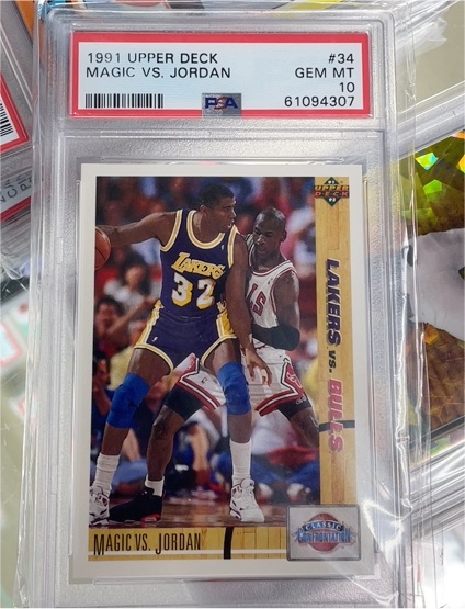 1991 Upper Deck #34 Magic vs. Jordan Magic Johnson — front