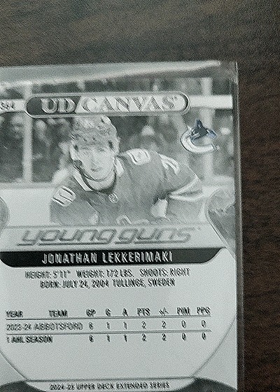 2022-23 Upper Deck Canvas Young Guns #Jonathan Lekkerimaki — back