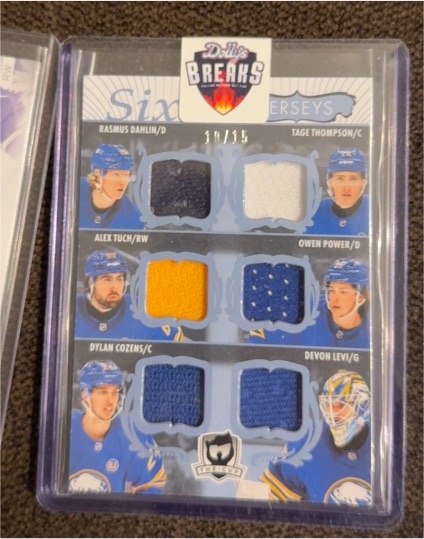 2022 The Cup Six Jerseys Buffalo Sabres Rasmus Dahlin Tage Thompson Alex Tuch Owen Power Dylan Cozens Devon Levi — front