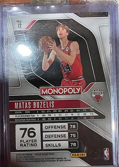 2024-25 Panini Prizm Monopoly #12 Matas Buzelis — back