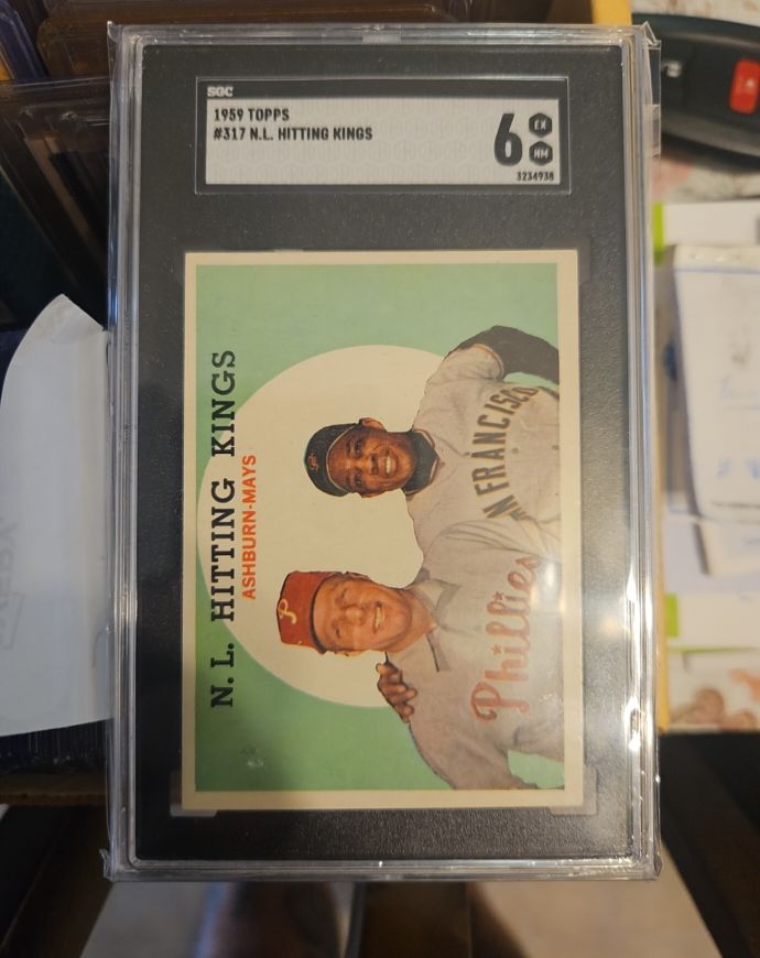 1959 Topps #317 N.L. Hitting Kings Ashburn-Mays — front