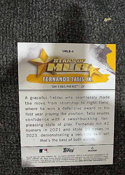 2023 Topps Stars of MLB #SMLB-4 Fernando Tatis Jr. — back