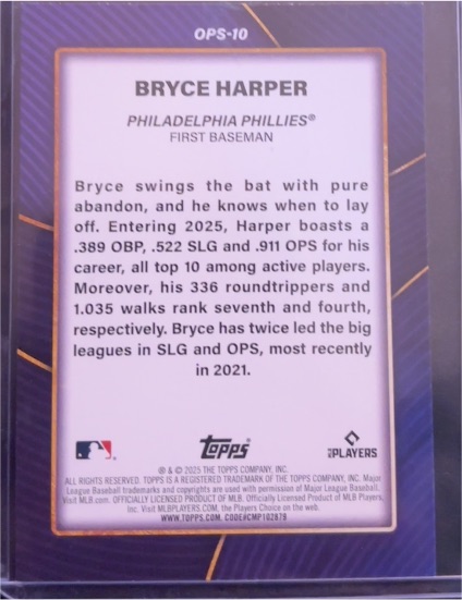 2023 Topps OPS #OPS-10 Bryce Harper — front