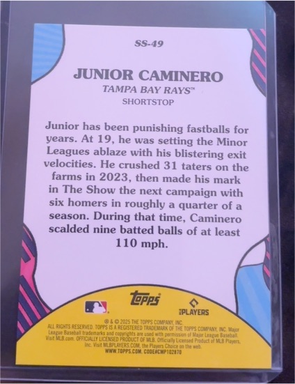 2025 Topps #SS-49 Junior Caminero — front