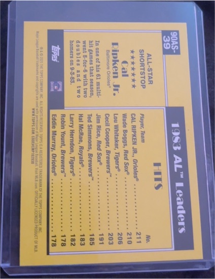1990 Topps #39 Cal Ripken Jr. — front