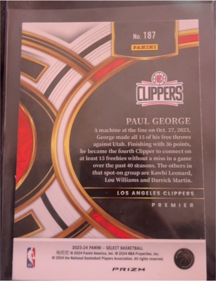 2023-24 Panini Select #187 Paul George — front