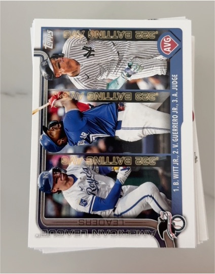 2023 Topps #322 Batting Avg B. Witt Jr., V. Guerrero Jr., A. Judge — front