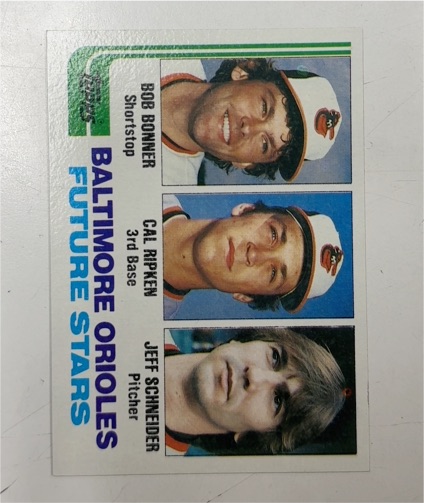 1983 Topps #670 Baltimore Orioles Future Stars (Bob Bonner, Cal Ripken, Jeff Schneider) — front