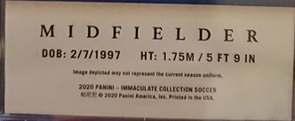 2020 Panini Immaculate Collection Soccer Midfielder — front