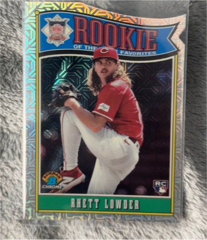 2022 Bowman Chrome Rookie of the Favorites Rhett Lowder — front
