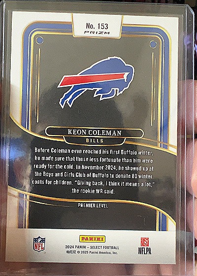 2024 Panini Select Premier Level #153 Keon Coleman — back