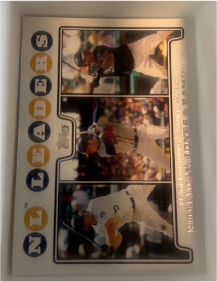 1993 Topps NL Leaders Frank Thomas Chipper Jones Larry Walker — front