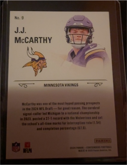 2024 Panini Contenders Football #9 J.J. McCarthy — front