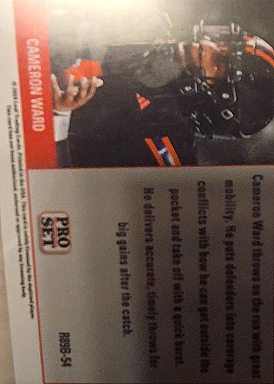 1991 Pro Set #54 Cameron Ward — back