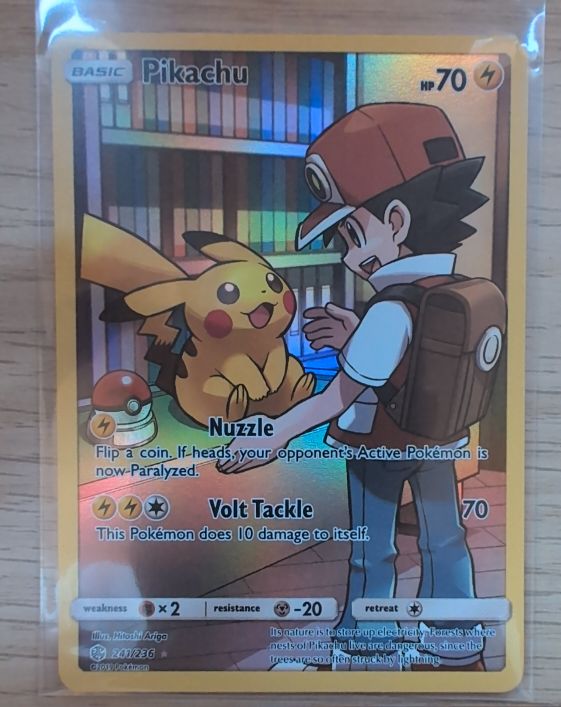 2019 Pokémon TCG Sun & Moon Cosmic Eclipse #241/236 Pikachu Full Art Secret Rare — front
