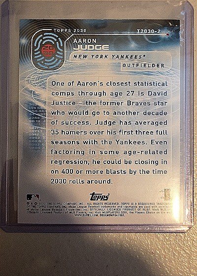2030 Topps #T2030-2 Aaron Judge — back
