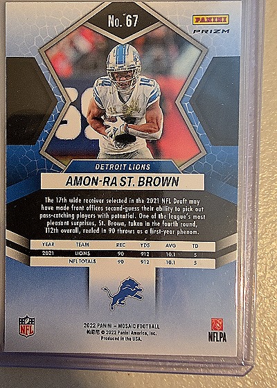 2022 Panini Mosaic #67 Amon-Ra St. Brown — back