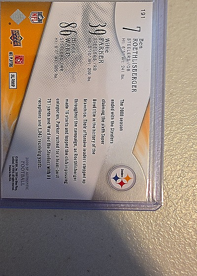 2008 Upper Deck SP Authentic #191 Ben Roethlisberger — back