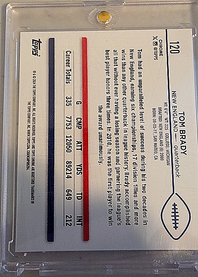 2000 Topps Chrome #120 Tom Brady — back