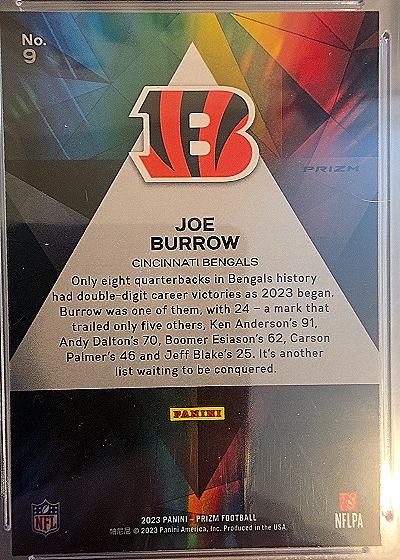 2023 Panini Prizm #9 Joe Burrow — back
