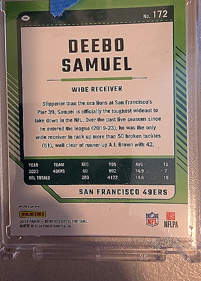 2024 Panini Donruss Optic #172 Deebo Samuel — back