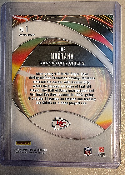 2024 Panini Prizm #1 Joe Montana Portals Green Wave — back