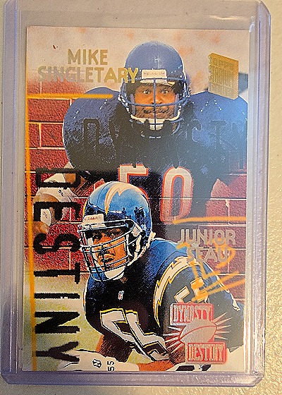1994 Topps Stadium Club Dynasty Destiny #5 Mike Singletary / Junior Seau — front