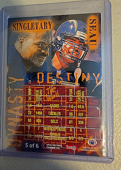 1994 Topps Stadium Club Dynasty Destiny #5 Mike Singletary / Junior Seau — back