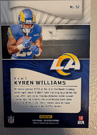 2024 Panini Illusions #52 Kyren Williams — back