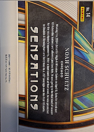 2024 Panini Select #14 Noah Schultz Sensations — back