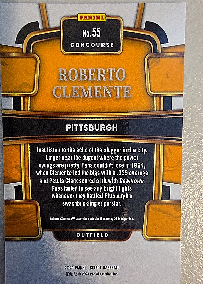 2024 Panini Select #55 Roberto Clemente — back