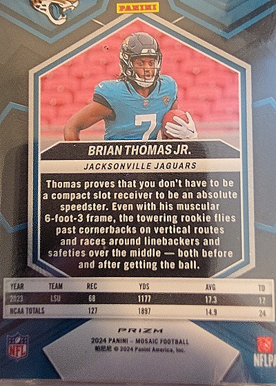 2024 Panini Mosaic #323 Brian Thomas Jr. — back