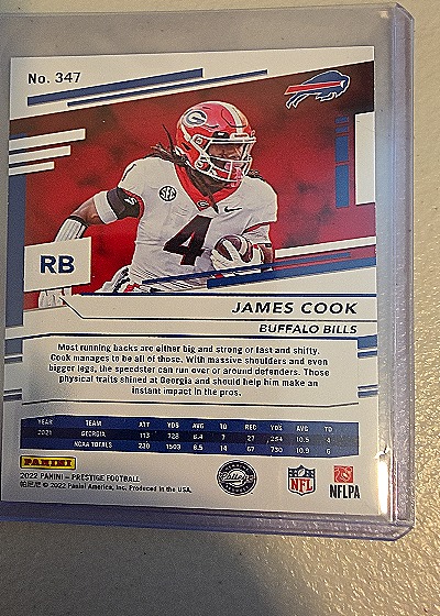 2022 Panini Prestige #347 James Cook — back