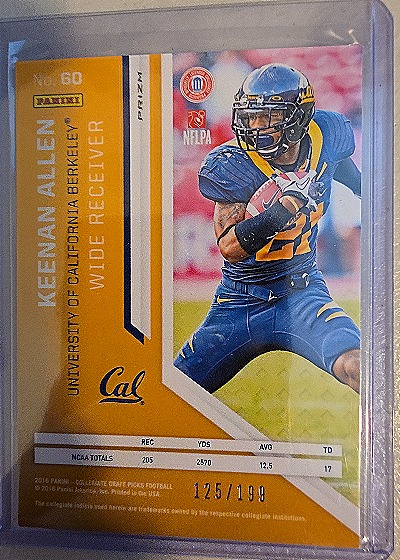 2016 Panini Prizm Draft Picks #60 Keenan Allen — back