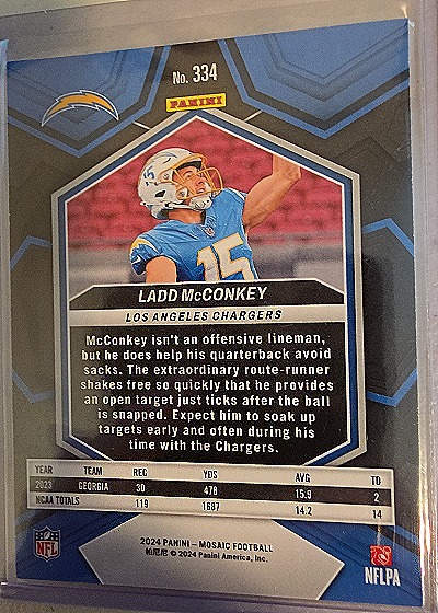 2024 Panini Mosaic #334 Ladd McConkey — back