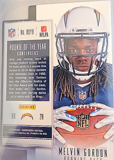 2015 Panini Contenders #ROY8 Melvin Gordon Rookie of the Year Contenders — back