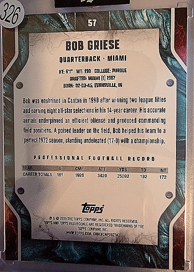 2024 Topps Resurgence #57 Bob Griese — back