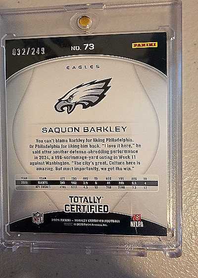 2024 Panini Totally Certified #73 Saquon Barkley — back
