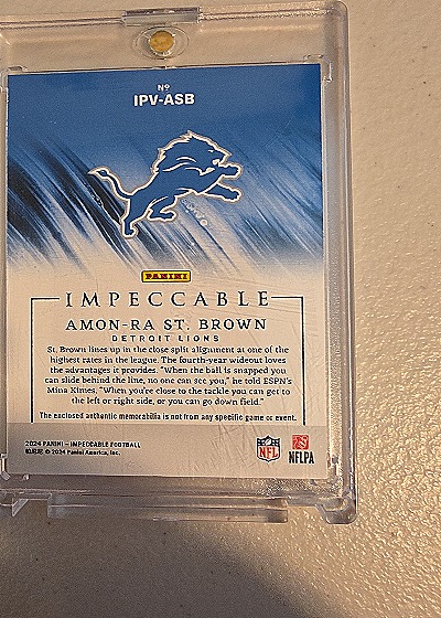 2024 Panini Impeccable Impatchable Veterans #IPV-ASB Amon-Ra St. Brown — back