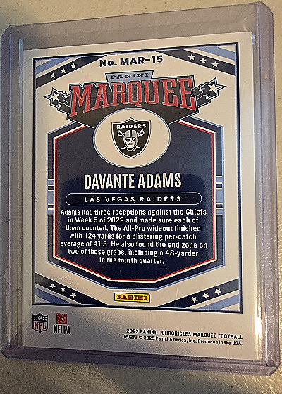 2022 Panini Chronicles Marquee #MAR-15 Davante Adams — back