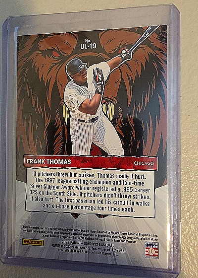 2022 Donruss Unleashed #UL-19 Frank Thomas — back