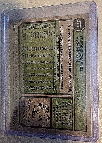 2001 Topps Heritage #377 Freddie Freeman — back