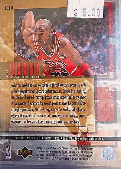 1995-96 Upper Deck Collector's Choice Jordan Collection #JC10 Michael Jordan — back