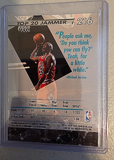 1992-93 Fleer Ultra #216 Michael Jordan — back
