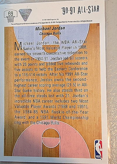 1991-92 Upper Deck #69 Michael Jordan East All-Star — back
