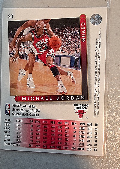 1993-94 Upper Deck #23 Michael Jordan — back